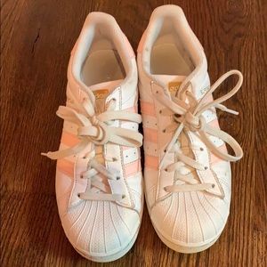 Pink and White Adidas Superstars